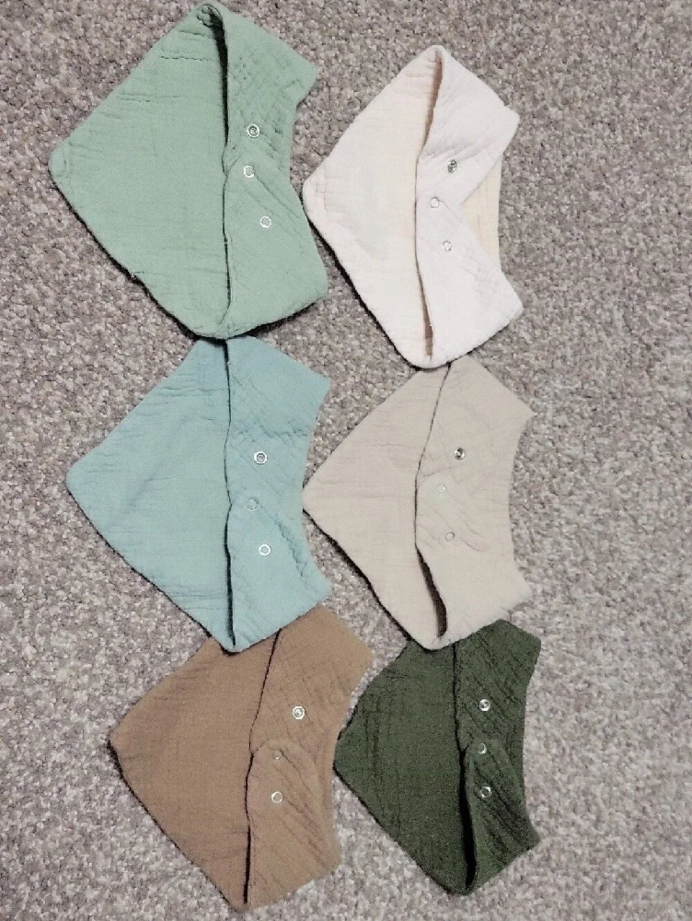 100% Cotton Muslin Bandana Style Bibs - 6 Pack
